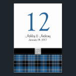 Scottish Clark Tartan Wedding Table Number<br><div class="desc">You can personalise the table number and names and wedding date on this Scottish clan Clark tartan wedding table number card. To change the table number use the personalise option. For these, you must change the table number, change the quantity to 1, and then add it to your cart and...</div>
