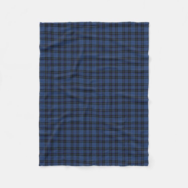 Scottish Clergy Classic Blue Black White Tartan Fleece Blanket (Front)