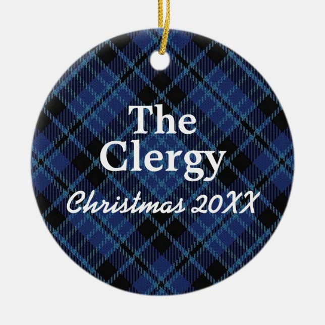 Scottish Clergy Tartan Ceramic Tree Decoration (Front)