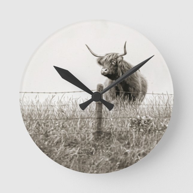 Scottish cow photograph round clock (Front)
