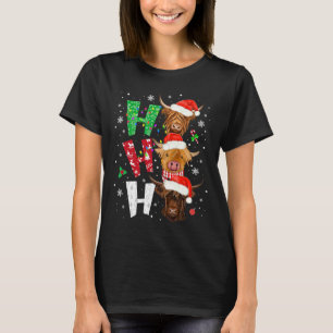 Scottish Cow Print Ho Ho Ho Christmas Pajamas T-Shirt