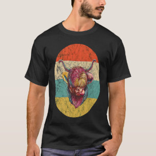 Scottish Cow Vintage Retro Scottish Highland Cow F T-Shirt