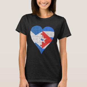 Scottish Cuban Flag Heart T-Shirt