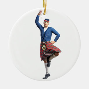 Scottish Dancer with Right Hand Up Ceramic Tree Decoration