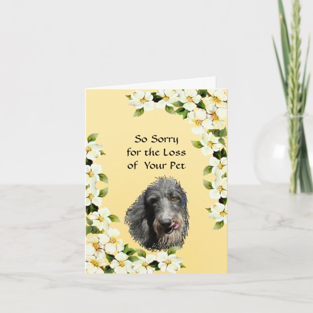 Scottish Deerhound and Dogwood sympathy Card (Front)