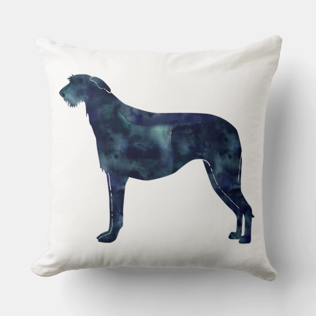 Scottish Deerhound Black Watercolor Silhouette Cushion (Front)