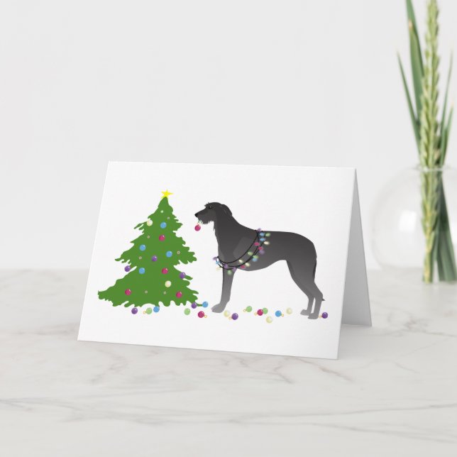 Scottish Deerhound Christmas Design Holiday Card (Front)
