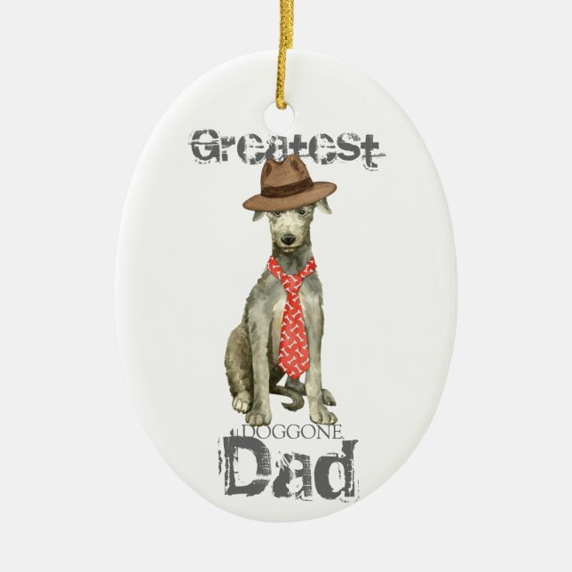 Scottish Deerhound Dad Ceramic Tree Decoration (Front)