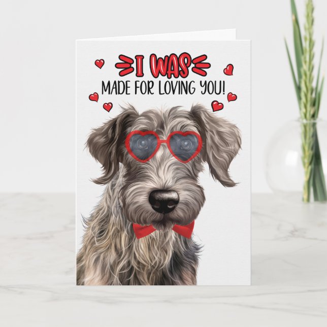 Scottish Deerhound Dog Made Loving You Valentine Holiday Card (Front)