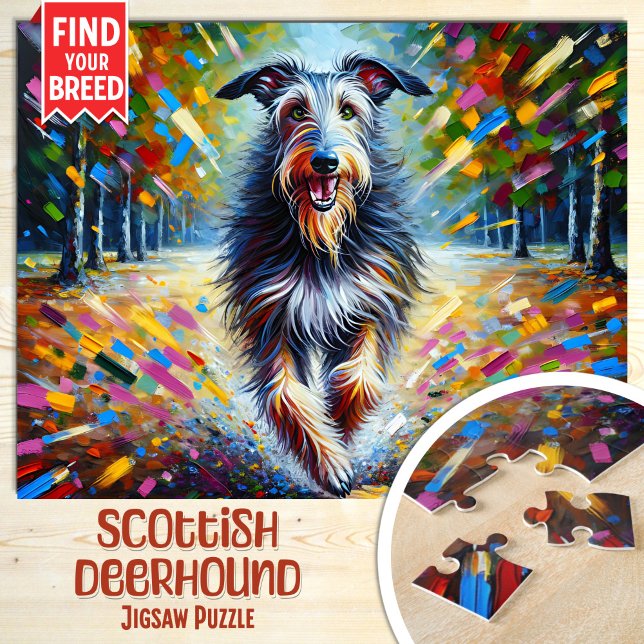 Scottish Deerhound Dog Portrait Acrylic Art Print Jigsaw Puzzle (Creator Uploaded)