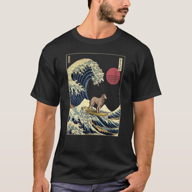 Scottish Deerhound Japanese Kanagawa Wave Funny Su T-Shirt (Front)