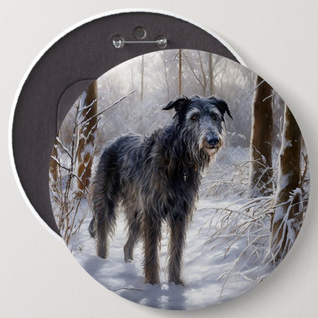 Scottish Deerhound Let It Snow Christmas 6 Cm Round Badge (Front & Back)