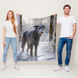 Scottish Deerhound Let It Snow Christmas Fleece Blanket