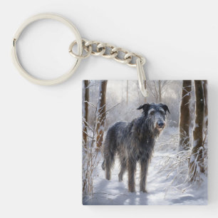 Scottish Deerhound Let It Snow Christmas Key Ring