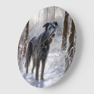 Scottish Deerhound Let It Snow Christmas Large Clock