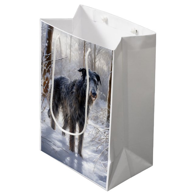 Scottish Deerhound Let It Snow Christmas Medium Gift Bag (Front Angled)