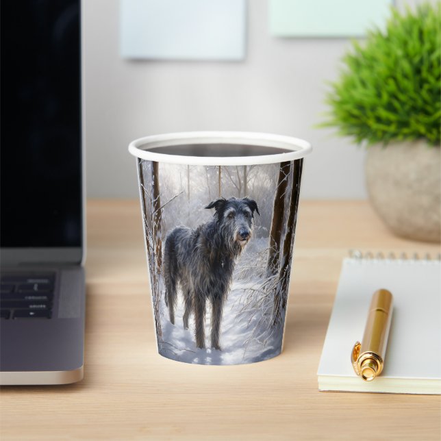 Scottish Deerhound Let It Snow Christmas Paper Cups (Insitu)