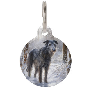 Scottish Deerhound Let It Snow Christmas Pet Tag