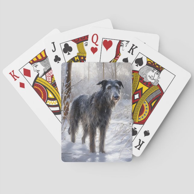 Scottish Deerhound Let It Snow Christmas Playing Cards (Back)