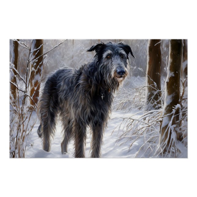 Scottish Deerhound Let It Snow Christmas Poster (Front)