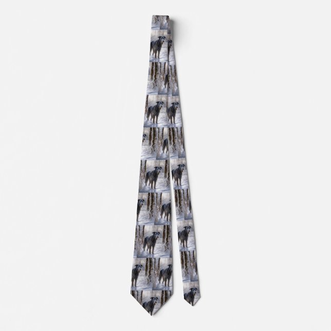 Scottish Deerhound Let It Snow Christmas Tie (Front)