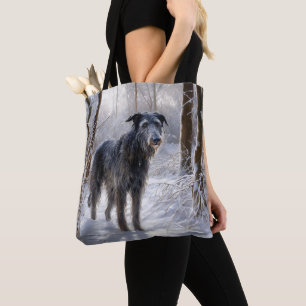 Scottish Deerhound Let It Snow Christmas Tote Bag