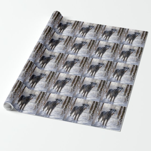 Scottish Deerhound Let It Snow Christmas Wrapping Paper (Unrolled)