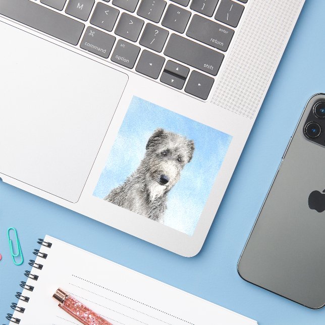 Scottish Deerhound Painting - Cute Original Dog Ar (Laptop w/ iPhone)