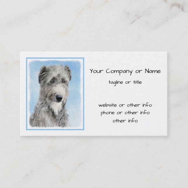 Scottish Deerhound Painting - Cute Original Dog Ar Business Card (Front)