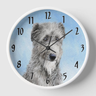 Scottish Deerhound Painting - Cute Original Dog Ar Clock