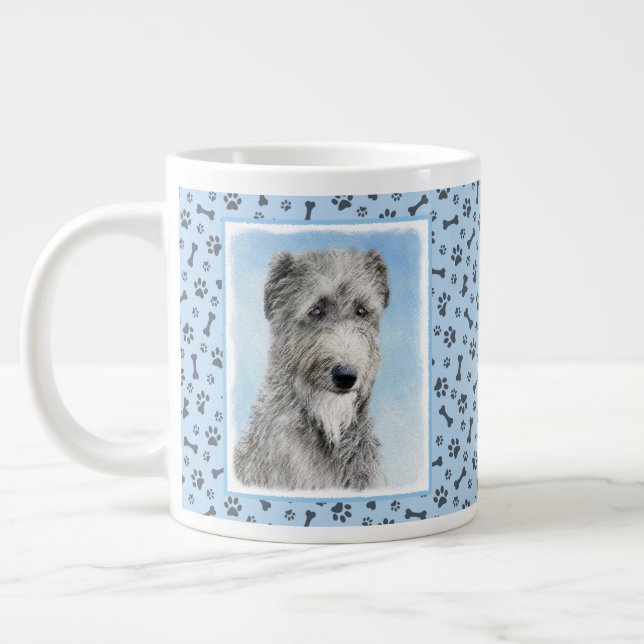 Scottish Deerhound Painting - Cute Original Dog Ar Large Coffee Mug (Left)