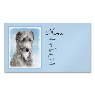 Scottish Deerhound Painting - Cute Original Dog Ar Magnetic Business Card