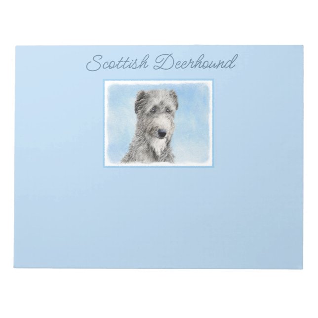 Scottish Deerhound Painting - Cute Original Dog Ar Notepad (Front)