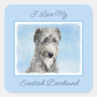 Scottish Deerhound Painting - Cute Original Dog Ar Square Sticker