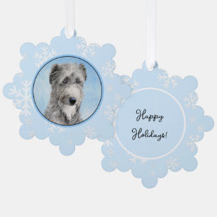 Scottish Deerhound Painting - Cute Original Dog Ar Tree Decoration Card