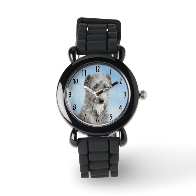 Scottish Deerhound Painting - Cute Original Dog Ar Watch (Front)