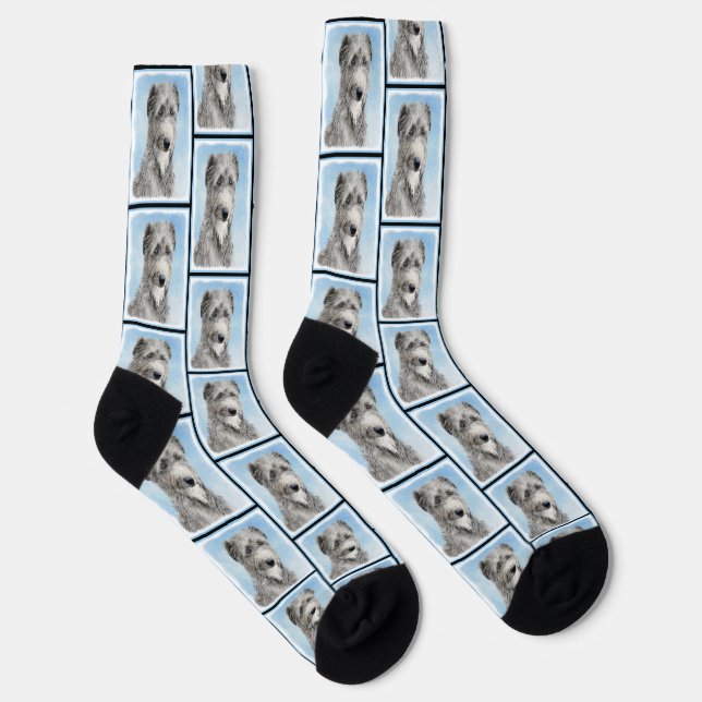 Scottish Deerhound Painting Grey Original Dog Art Socks (Right)