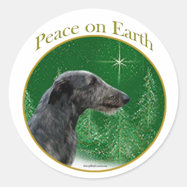 Scottish Deerhound Peace Classic Round Sticker (Front)