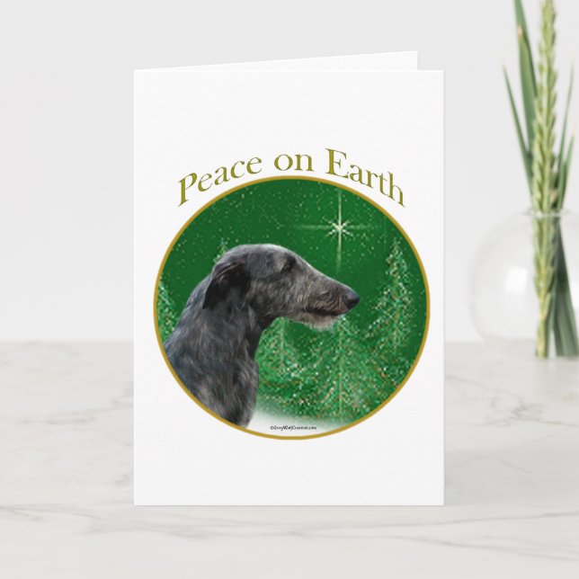 Scottish Deerhound Peace Holiday Card (Front)
