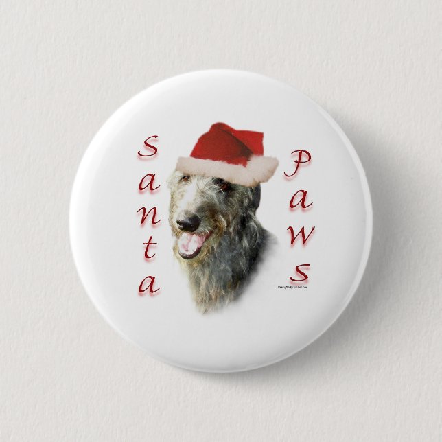 Scottish Deerhound Santa Paws 6 Cm Round Badge (Front)