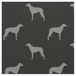 Scottish Deerhound Silhouettes Grey and Black Fabric