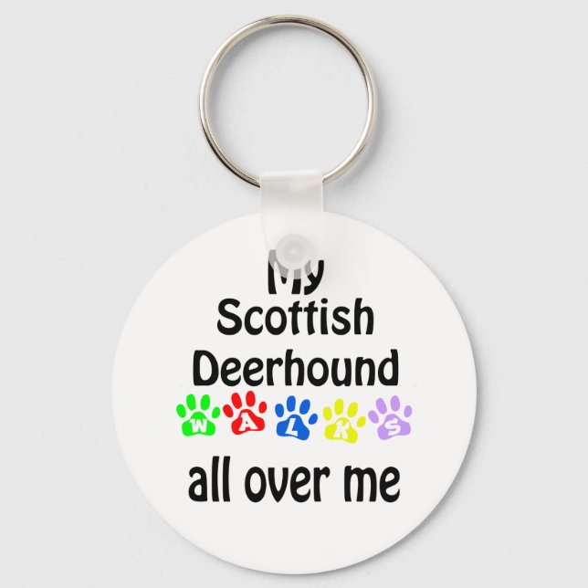 Scottish Deerhound Walks Design Key Ring (Front)