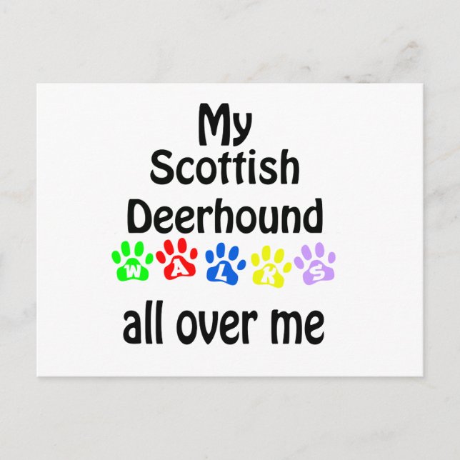 Scottish Deerhound Walks Design Postcard (Front)