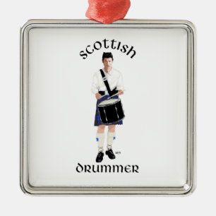 Scottish Drummer - Blue Kilt Metal Tree Decoration