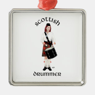 Scottish Drummer - Female Metal Tree Decoration