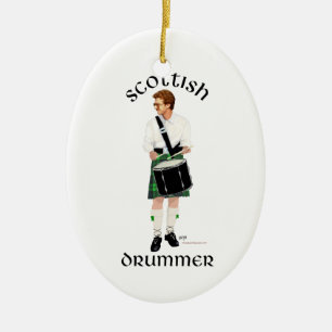 Scottish Drummer - Green Kilt Ceramic Tree Decoration