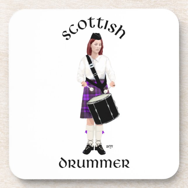 Scottish Drummer - Purple Kilt Coaster (Front)