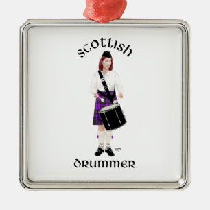 Scottish Drummer - Purple Kilt Metal Tree Decoration