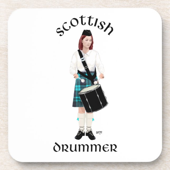 Scottish Drummer - Turquoise Coaster (Front)
