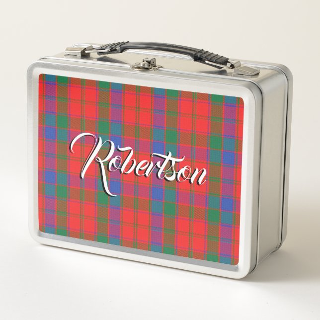 Scottish Eats! Clan Robertson Tartan Plaid Metal Lunch Box (Front)